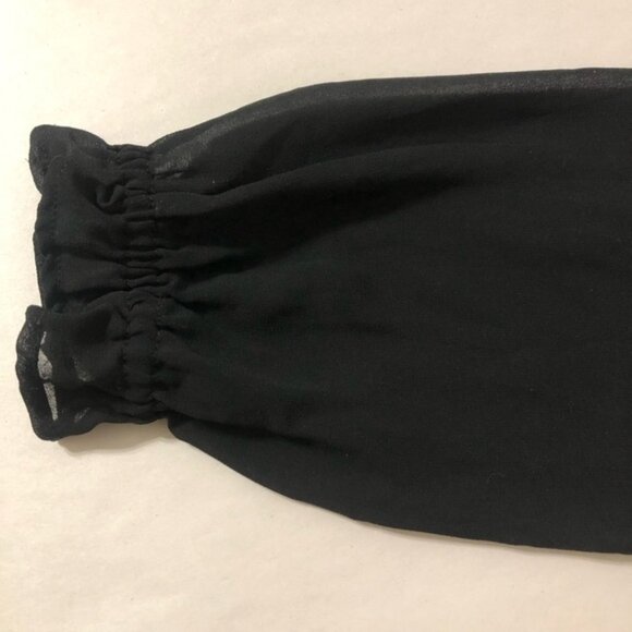 1.STATE (Revolve) RICH BLACK SMOCKED LONG SLEEVE RUFFLE MINI SWIRL DRESS XS - Picture 8 of 13